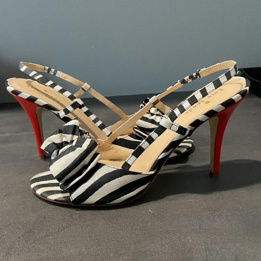 Kate Spade Black and White pumps. 8 1/2 B. EUC. Slingback with 4" heel. REDUCED!